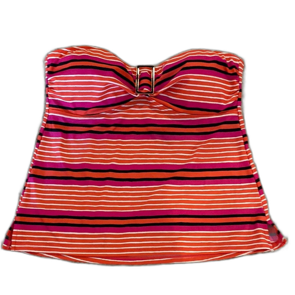 Island Escape Bikini Size 12 Pink Orange Stripes Swimwear Swimsuit pool Beach